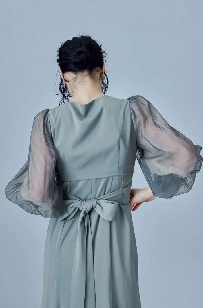 【ピーナッツ】冬用：クロスデザインブラウスセットドレス(結婚式)