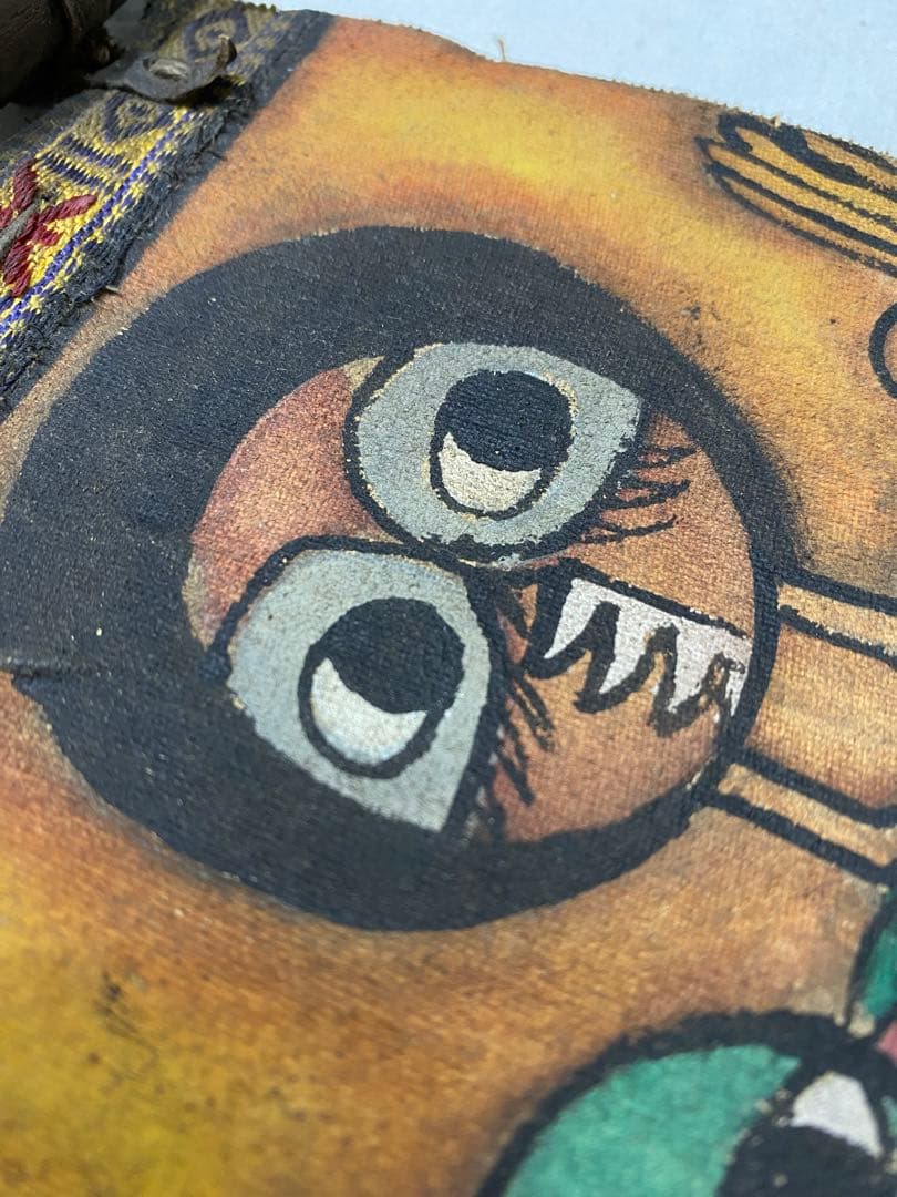 エチオピア製　正教画　手描き　皮製　巻物　アート　骨董品　掛け軸