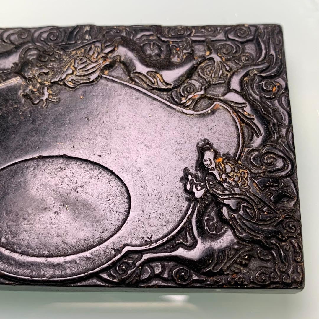 龍の彫刻　雲龍　ミニ硯　文房具　開運　宇宙パワー 不思議の石鉄隕石　アンティーク