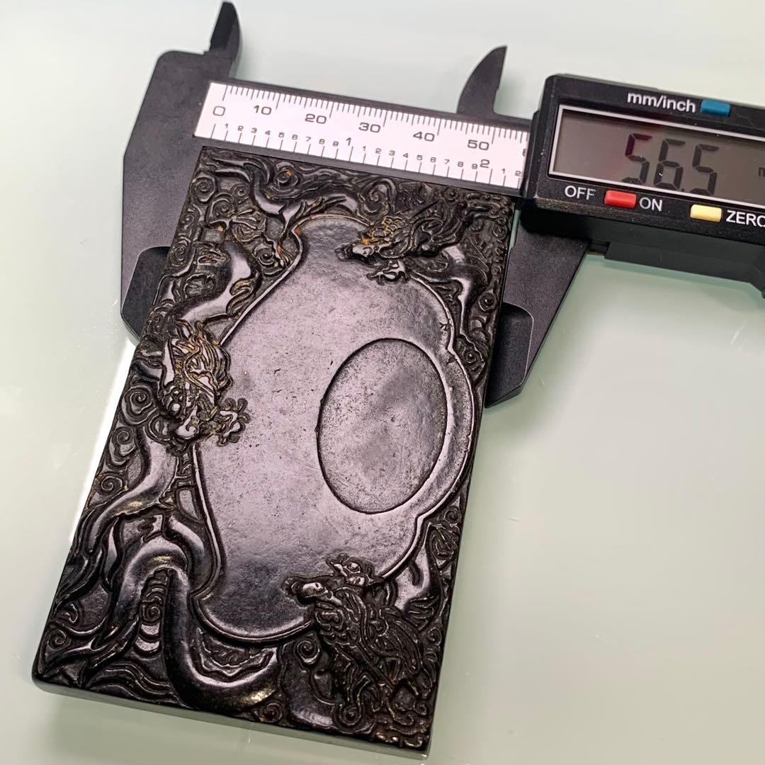 龍の彫刻　雲龍　ミニ硯　文房具　開運　宇宙パワー 不思議の石鉄隕石　アンティーク