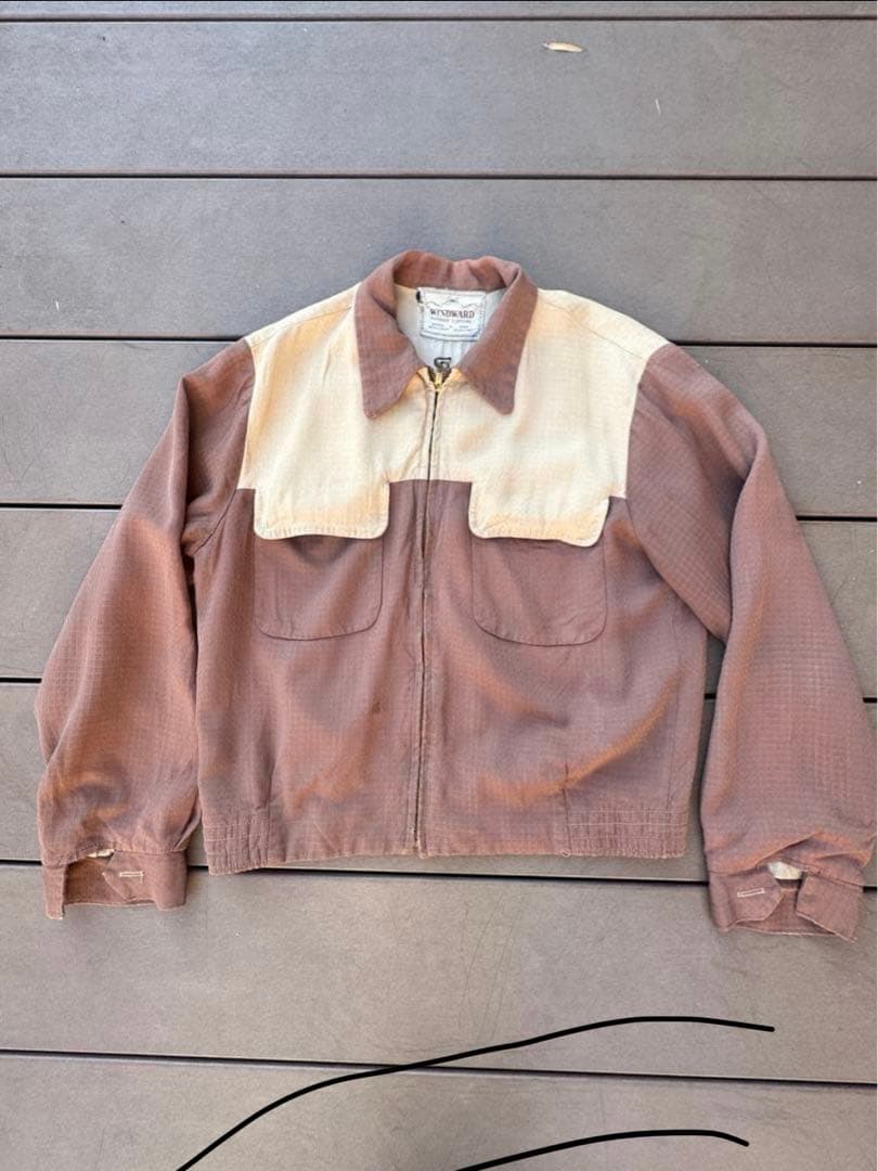 50s ギャバジンジャケット　ギャバジャン　レーヨン　ロカビリー　ヴィンテージ