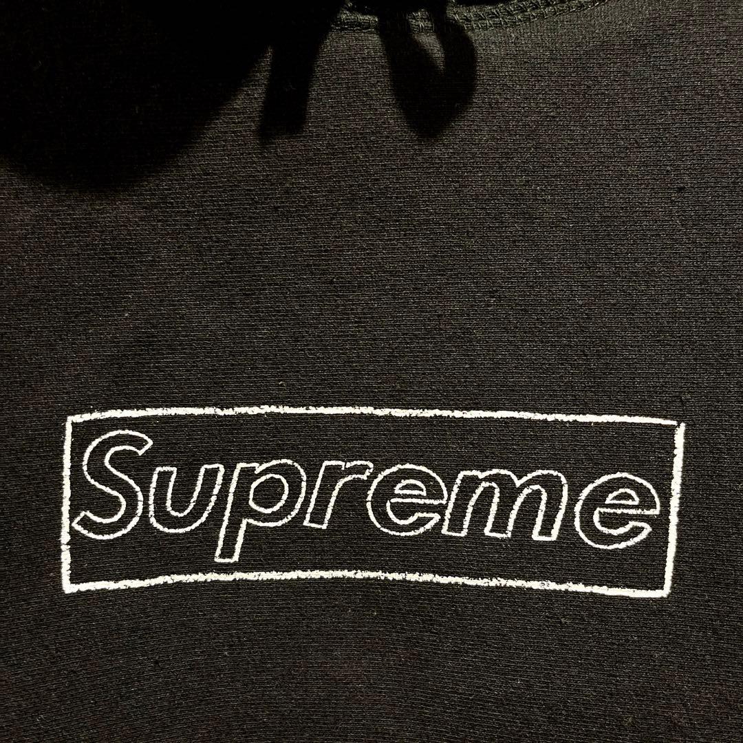 Supreme KAWS チョークロゴ フーディ S ブラック ボックスロゴ