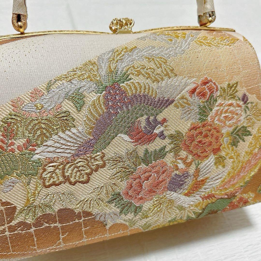 紗織　バッグ　草履　セット　M寸　振袖　成人式　正絹帯地　金糸　フォーマル