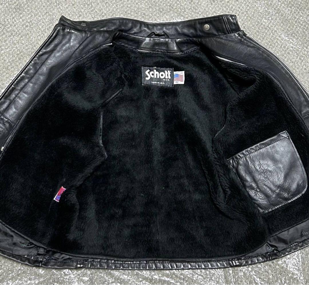 ③schott【42】ライナー付 141米国製◇革ジャンninjaハーレーUSA