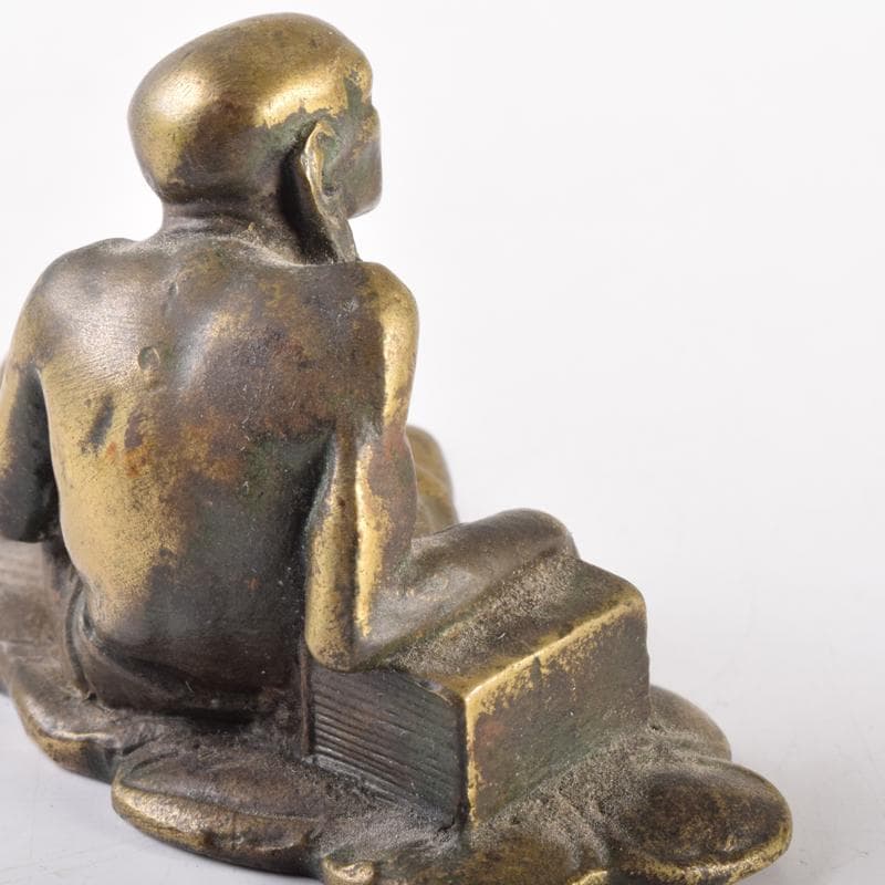 中国　古銅鍍金　達磨像　仏像　紙鎮　置物　C　7034
