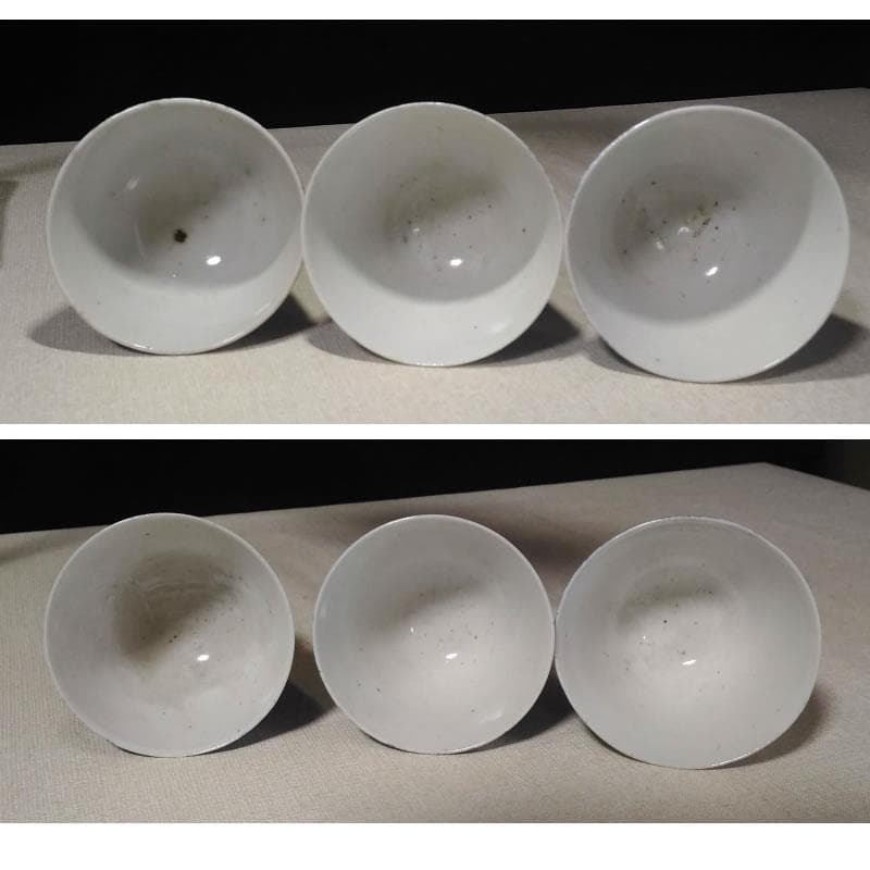 c175 古伊万里 蕎麦猪口 6客 染付 そば猪口 柳紋