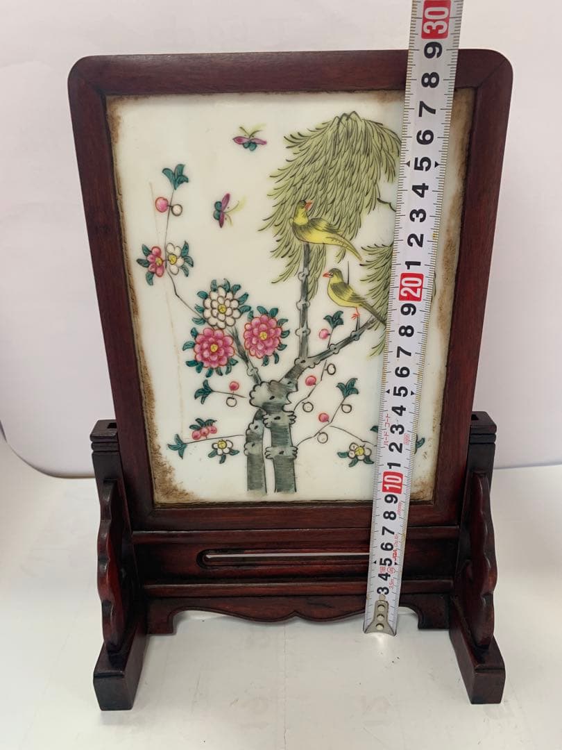 中国美術　民国时期　砚屏 陶板 送料込み