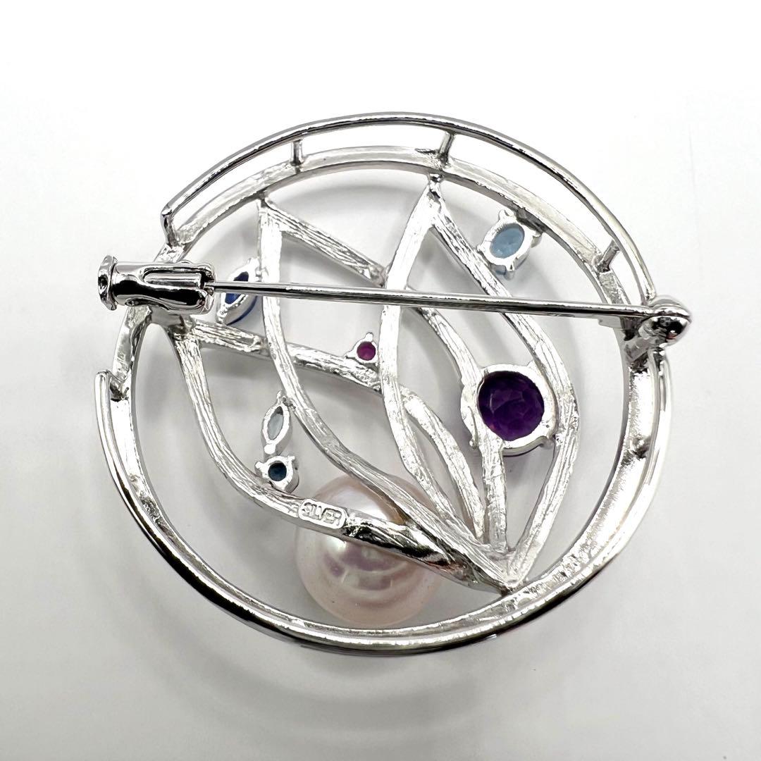 本真珠　アコヤ真珠 ブローチ　9mm シルバー 天然石 イソワパール