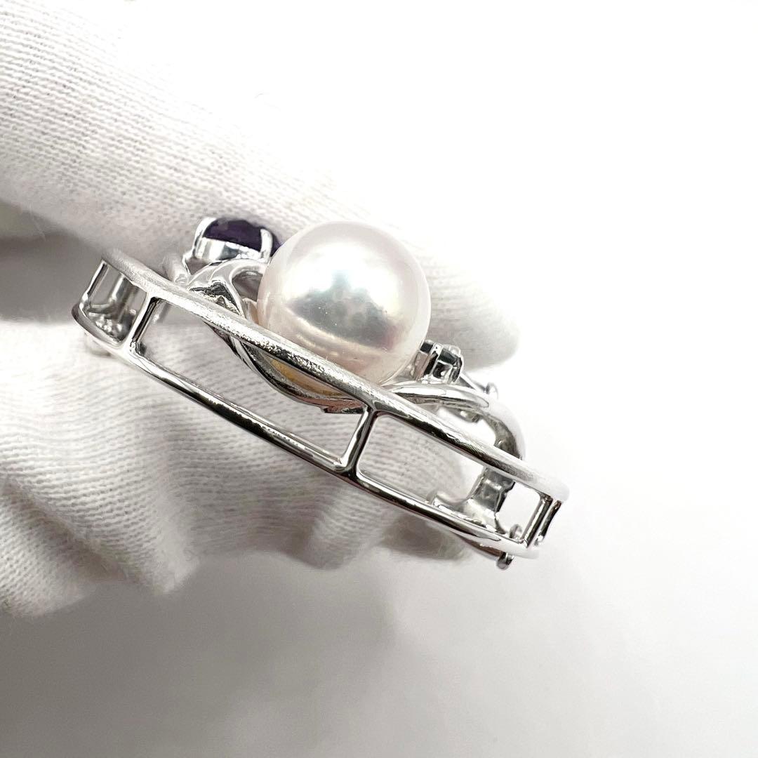 本真珠　アコヤ真珠 ブローチ　9mm シルバー 天然石 イソワパール