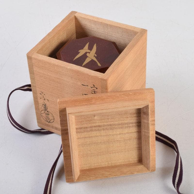 茶道具　山中塗　道場宗廣作　宗観好　一閑　八角茶器　共箱　V　8770