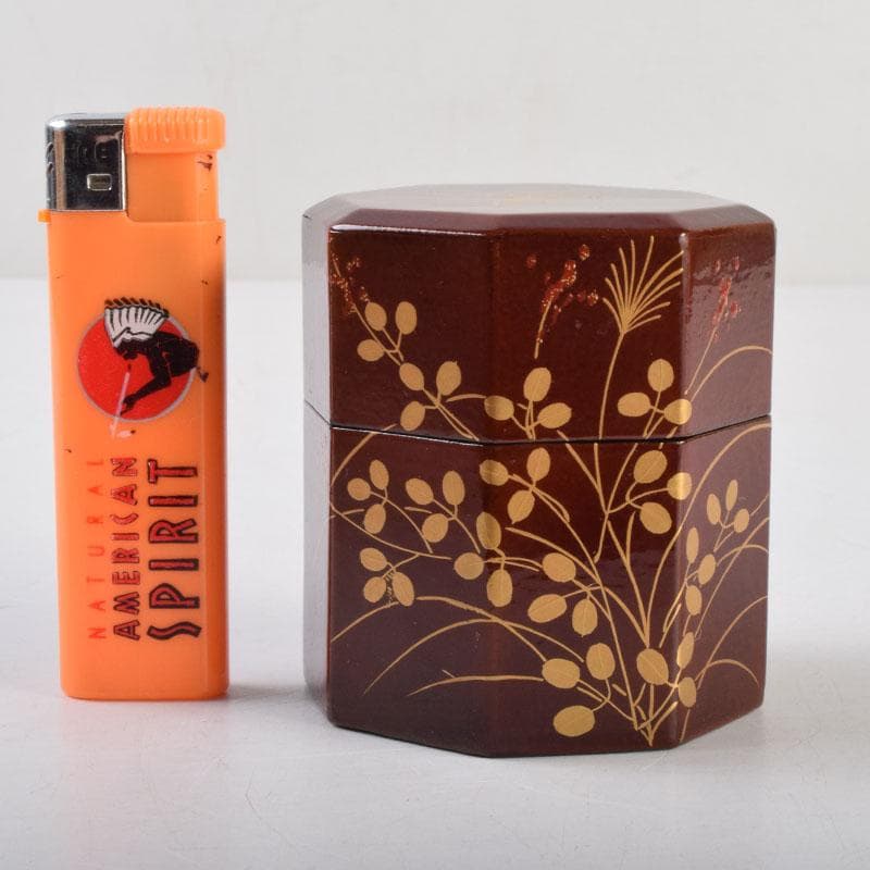 茶道具　山中塗　道場宗廣作　宗観好　一閑　八角茶器　共箱　V　8770