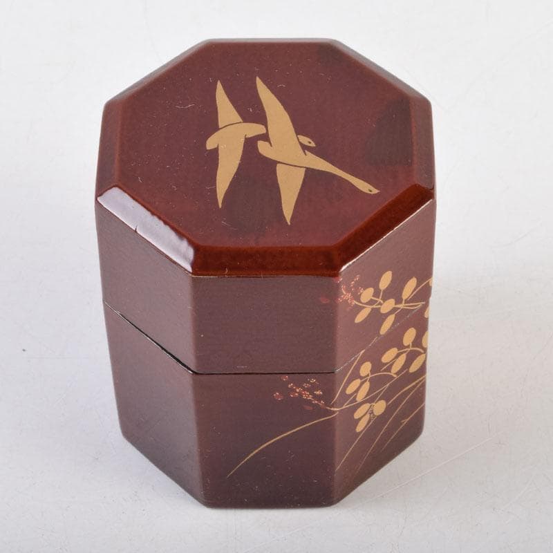 茶道具　山中塗　道場宗廣作　宗観好　一閑　八角茶器　共箱　V　8770