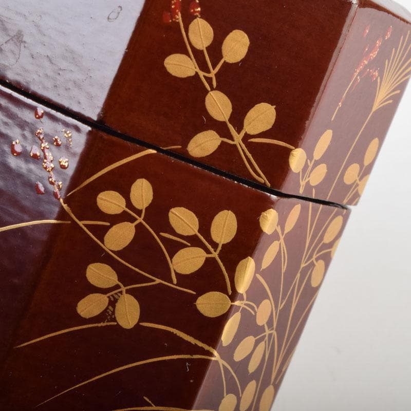 茶道具　山中塗　道場宗廣作　宗観好　一閑　八角茶器　共箱　V　8770