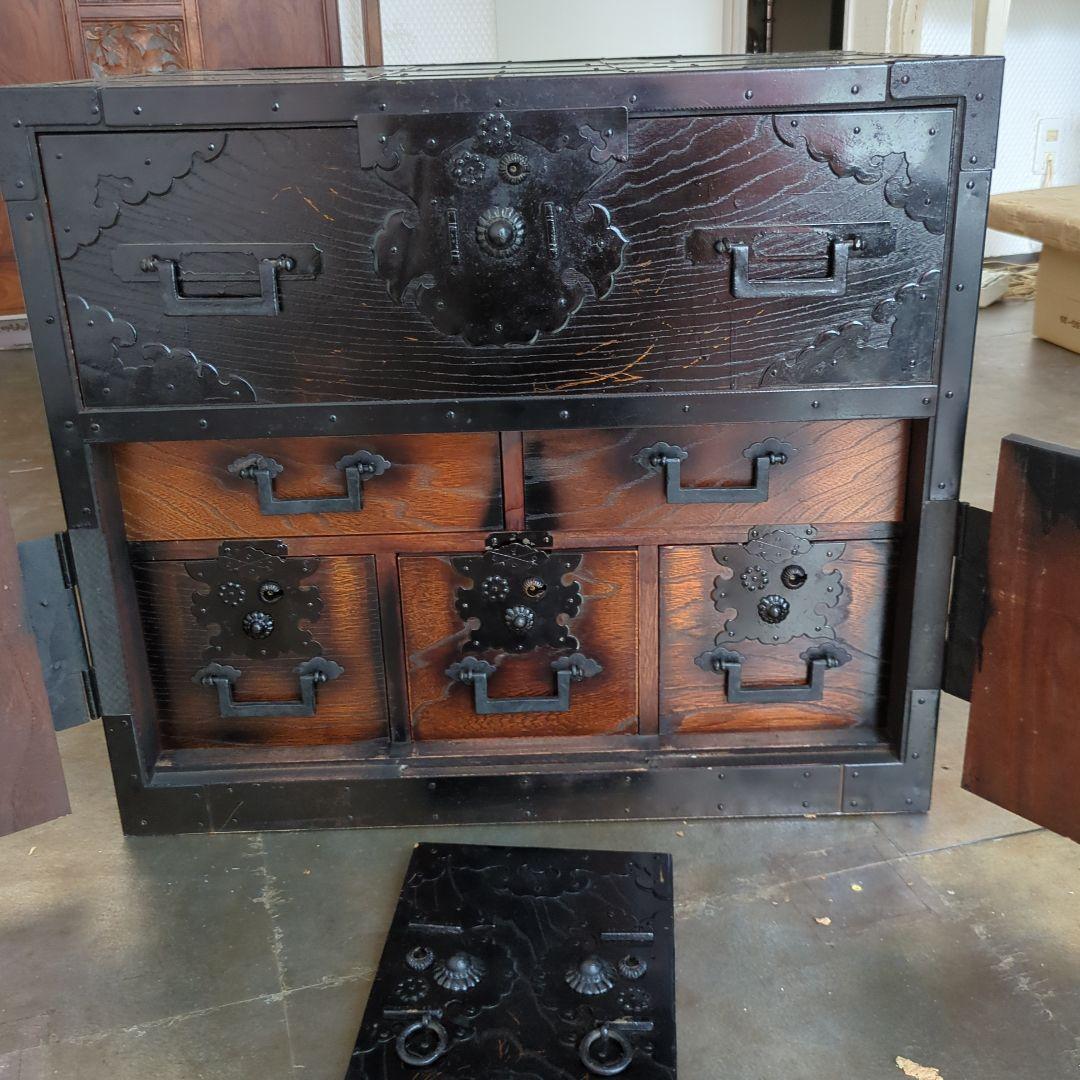 れいちゃん 箪笥 古材 古金具 引き出し 隠し箱 手提げ 飾り棚