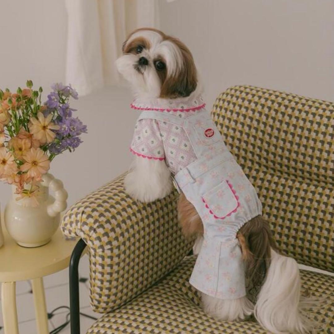 rolling pepe フローラル デニムサロペット ロンパース 花柄 ピンク