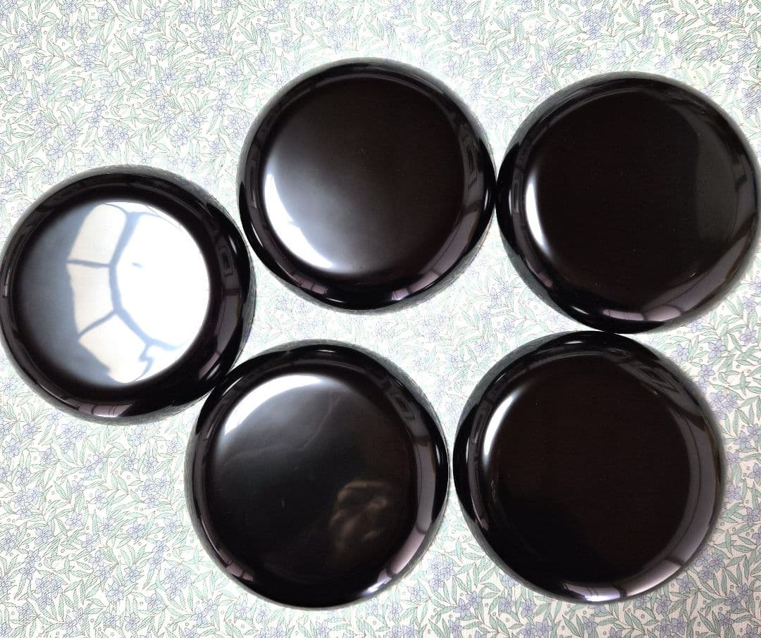 黒塗祥水引蒔絵　銘々皿5【未使用】お箱、ウコンの布付き