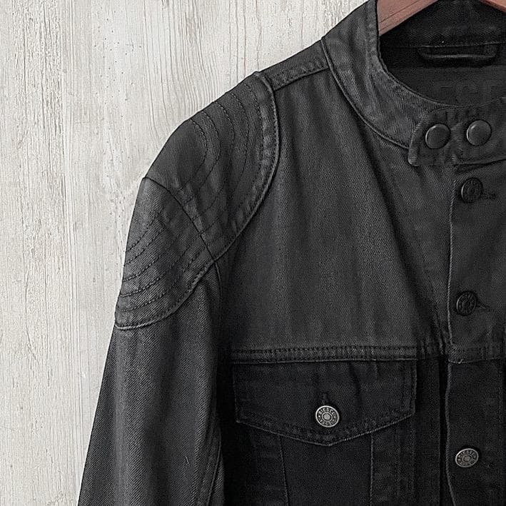 美品 DIESEL コーティング切替デニムライダース ブラックS