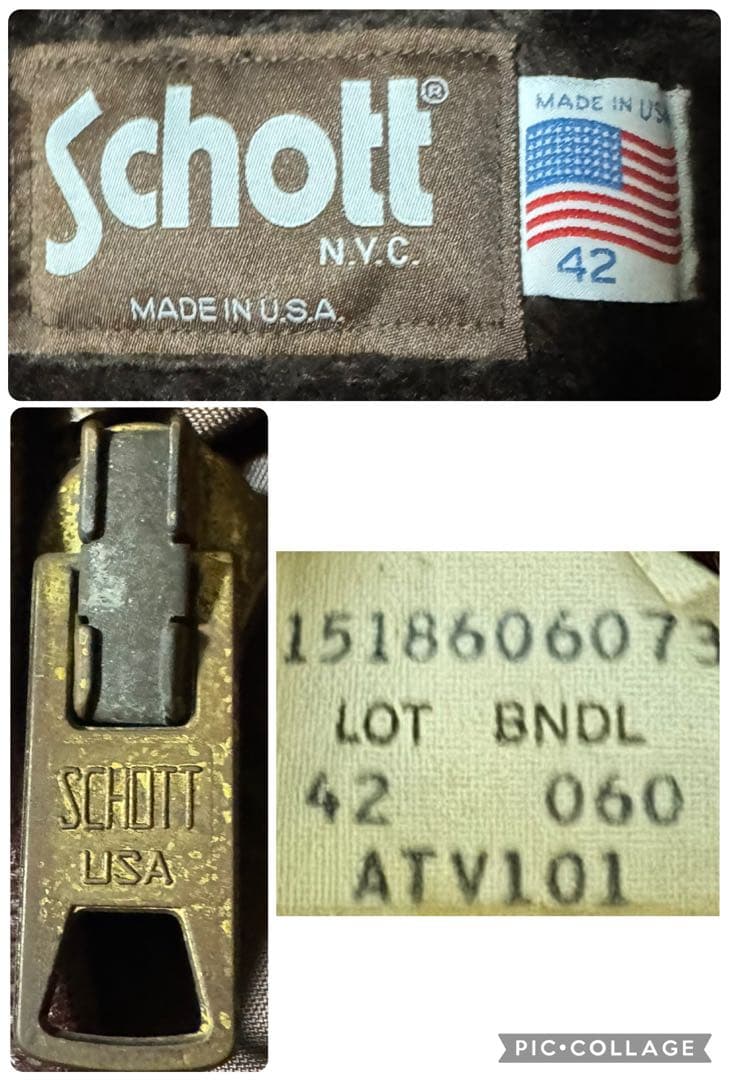 Schott 米国製 ATV101 ボアライナー付 ライダースジャケット 42