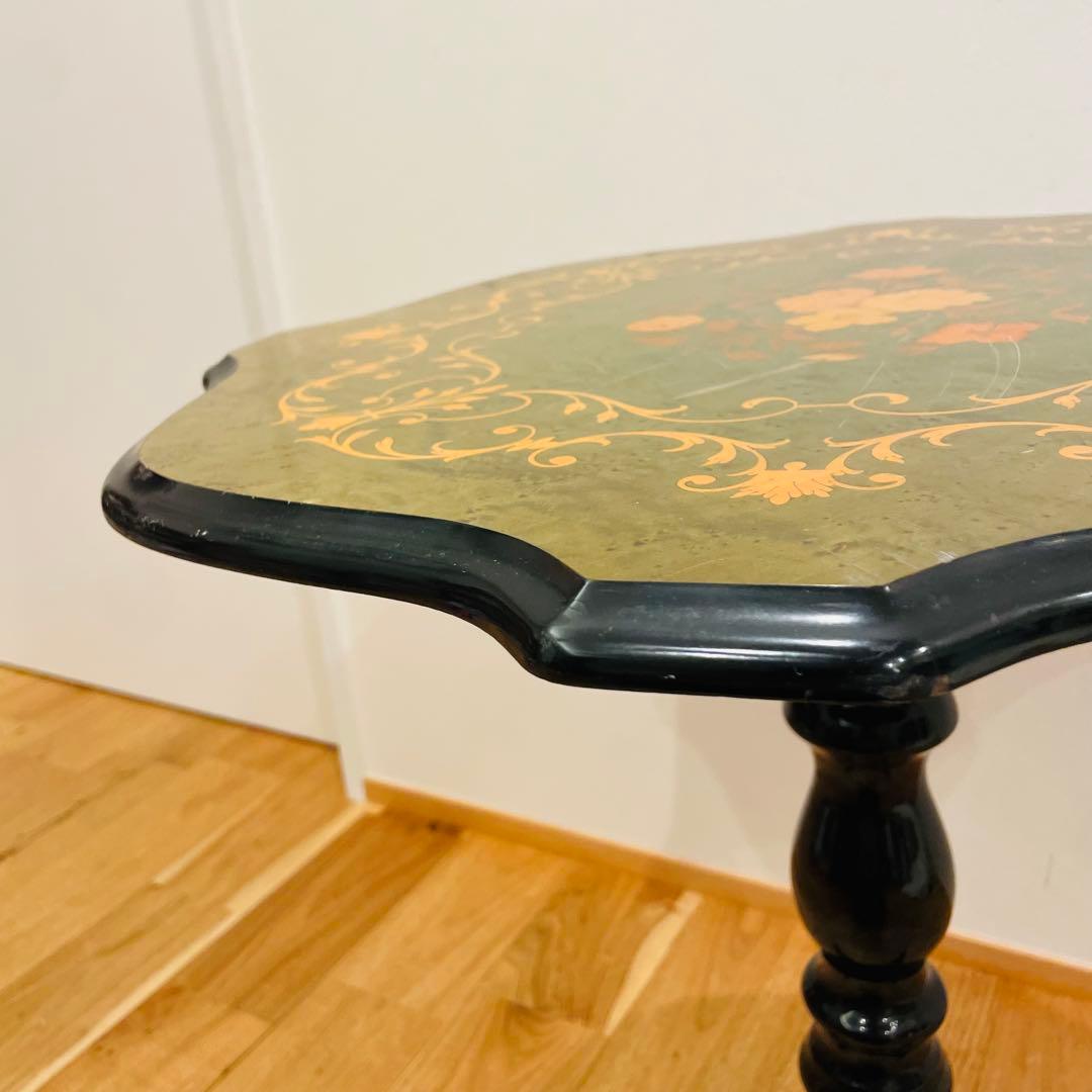 イタリア製 象嵌サイドテーブル コーヒーテーブル グリーン アンティーク