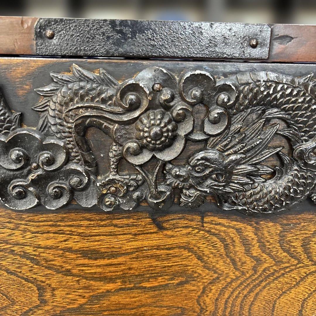 時代 帳場箪笥 両面仕様 車箪笥 鍵付き 民芸家具 和モダン 古家具