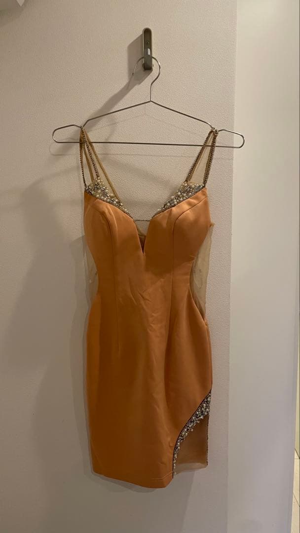 オレンジ Vネック ナイトドレス