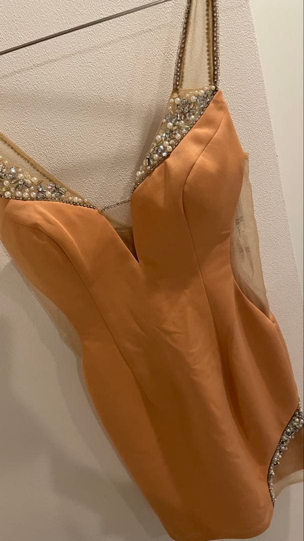 オレンジ Vネック ナイトドレス