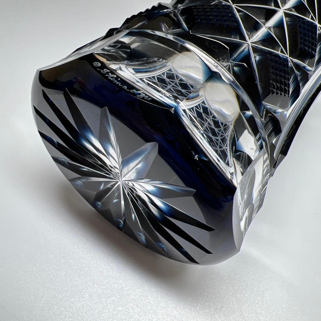 薩摩切子　島津磯斉　色被せ切子ガラス　タンブラーA 共箱　東Y7-1204☆2F