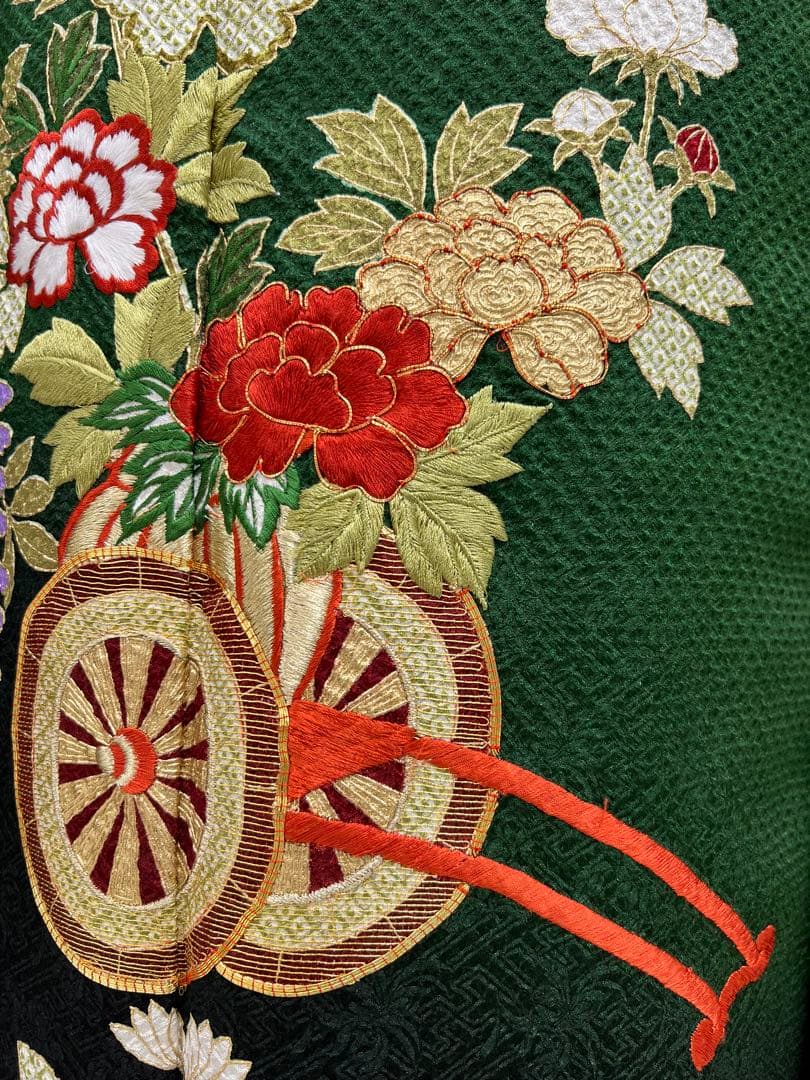 豪華　総絞り　振り袖　フルセット　別誂長襦袢付　金彩　刺繍　成人式　　緑　532