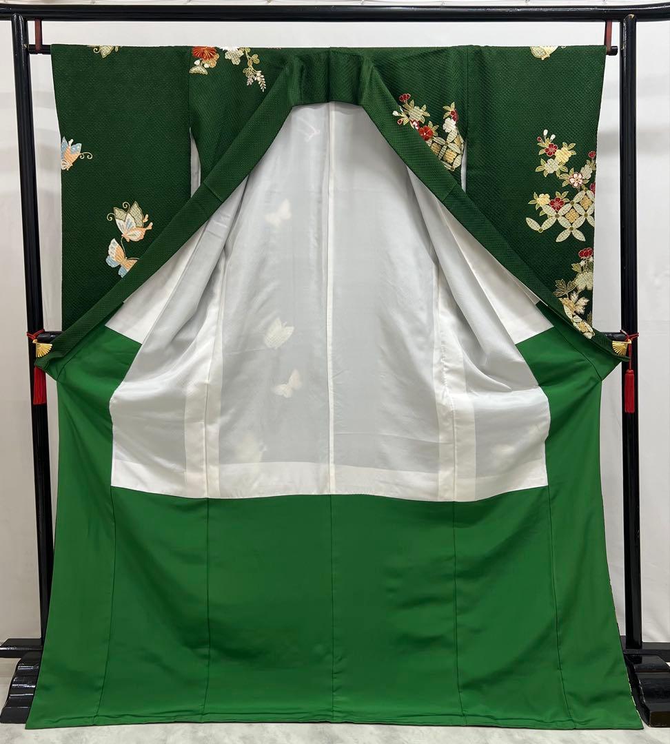 豪華　総絞り　振り袖　フルセット　別誂長襦袢付　金彩　刺繍　成人式　　緑　532