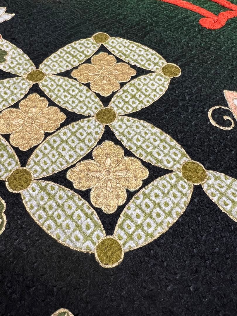 豪華　総絞り　振り袖　フルセット　別誂長襦袢付　金彩　刺繍　成人式　　緑　532