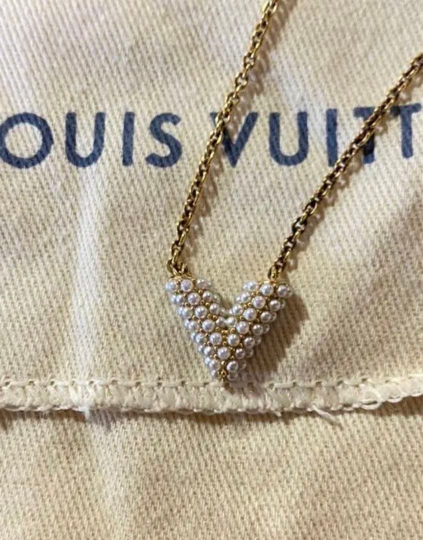 ルイヴィトン　エセンシャルV ネックレス　ゴールド　パール　限定