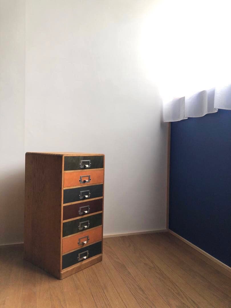 古家具 小引き出し 前面レザー張り アンティーク 古道具 収納棚 古民家 蚤の市