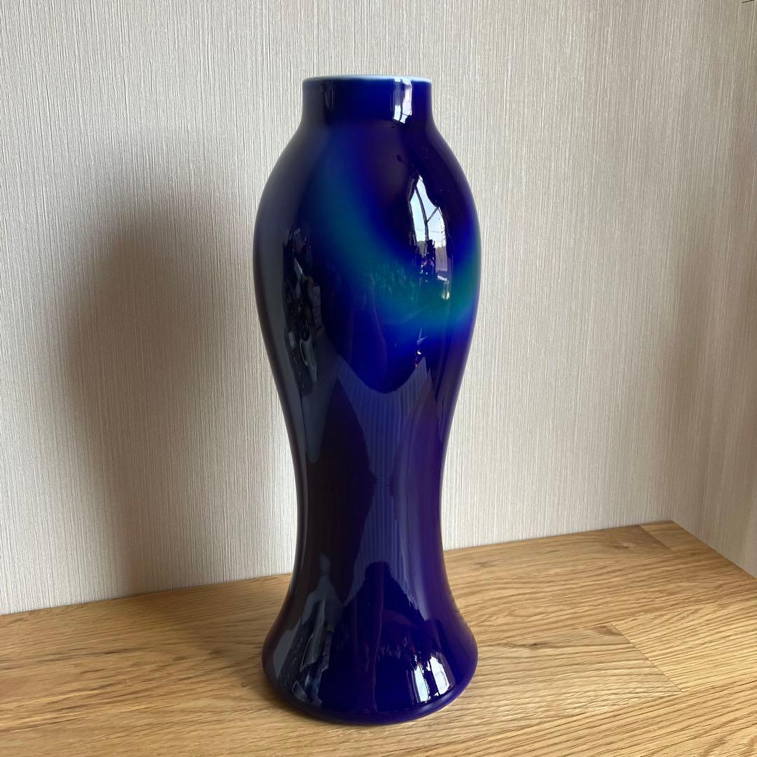 深川製磁　ルリ三彩　花瓶