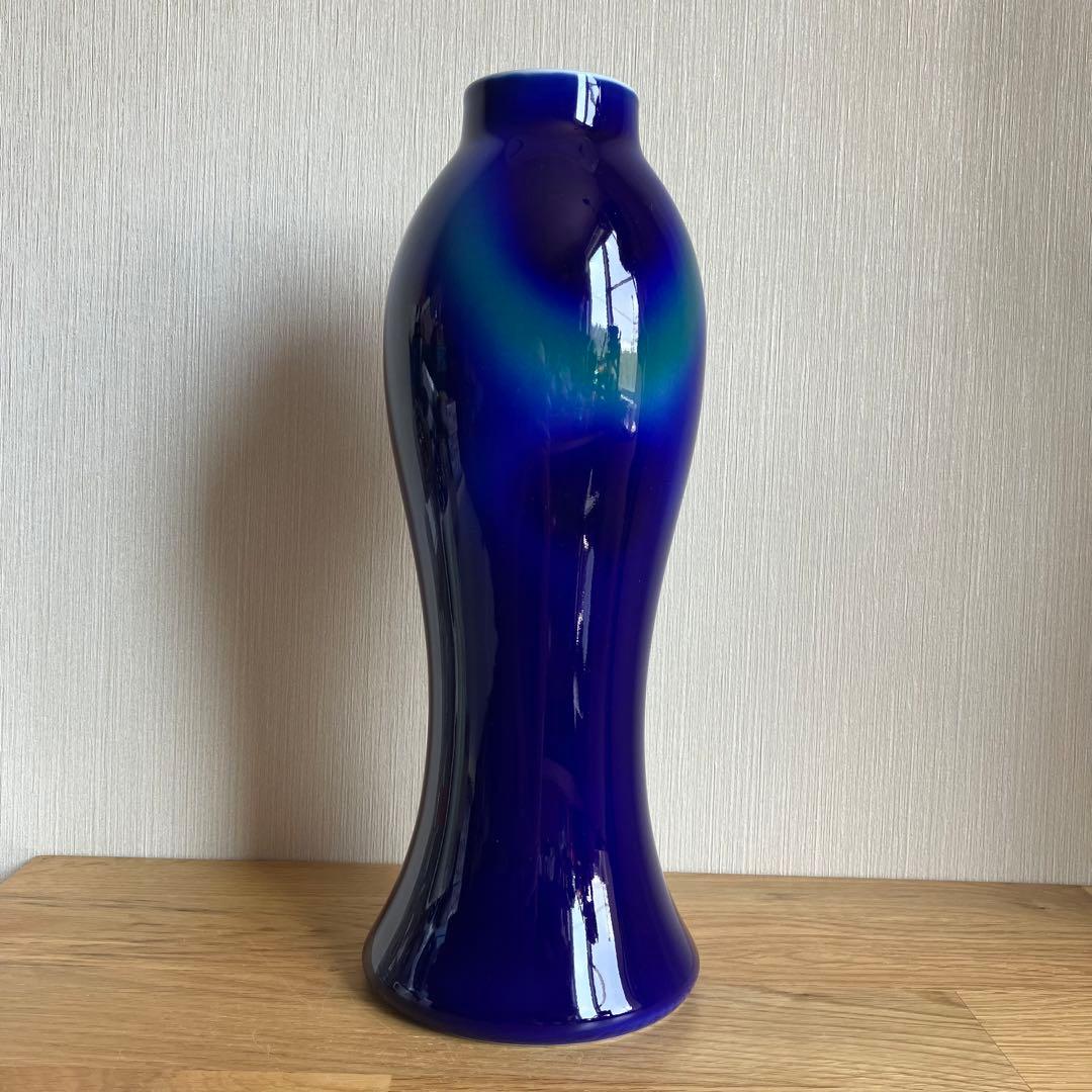 深川製磁　ルリ三彩　花瓶