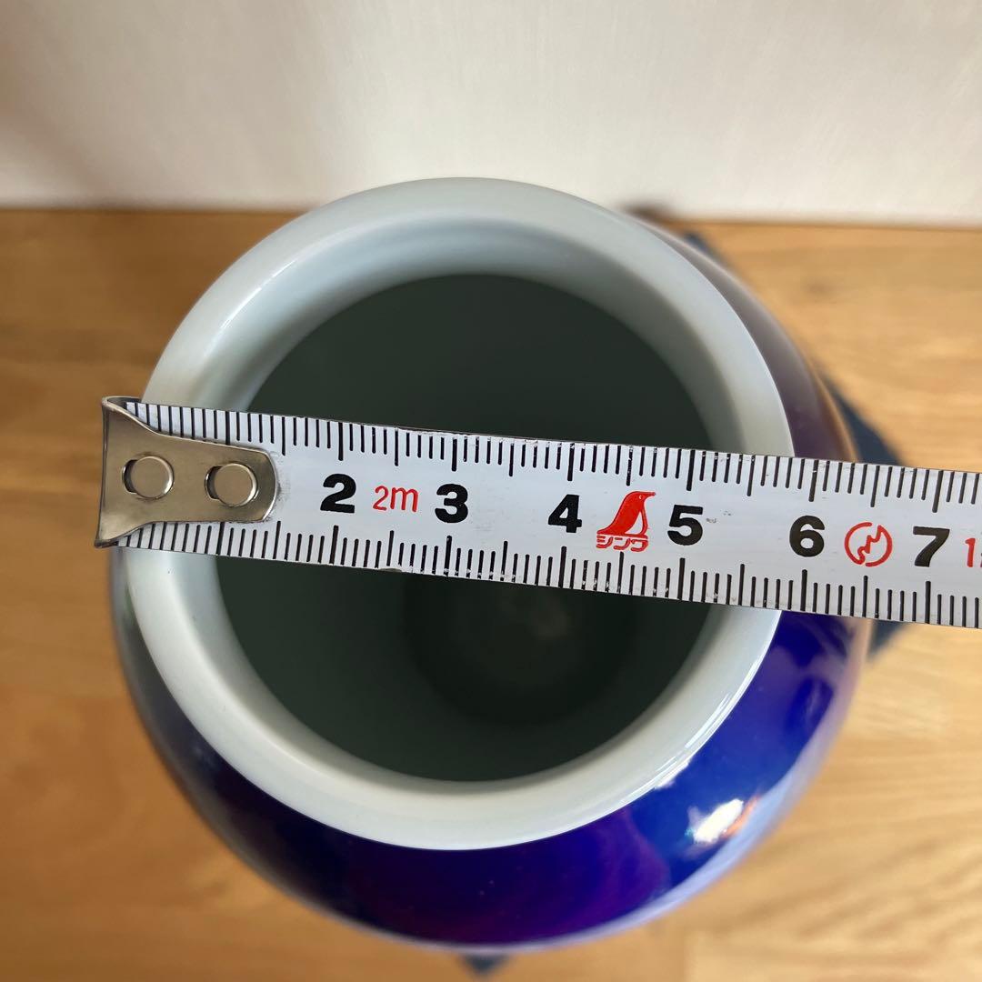 深川製磁　ルリ三彩　花瓶