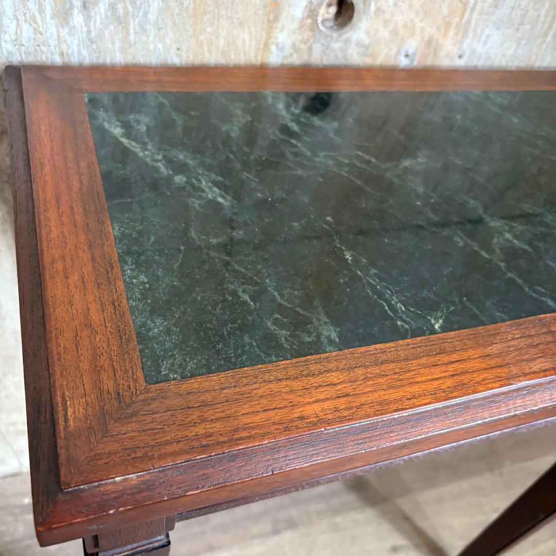 フランスヴィンテージ　大理石トップ　オーク材　サイドテーブル　コンソール