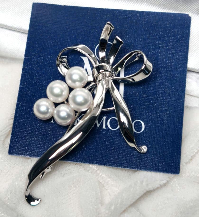 【未使用級 最高級】ミキモト ブローチ パール リボン 愛子様 ご着用 箱付き