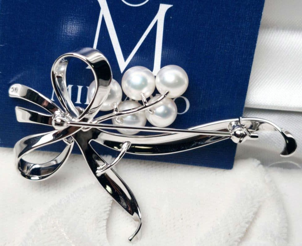 【未使用級 最高級】ミキモト ブローチ パール リボン 愛子様 ご着用 箱付き