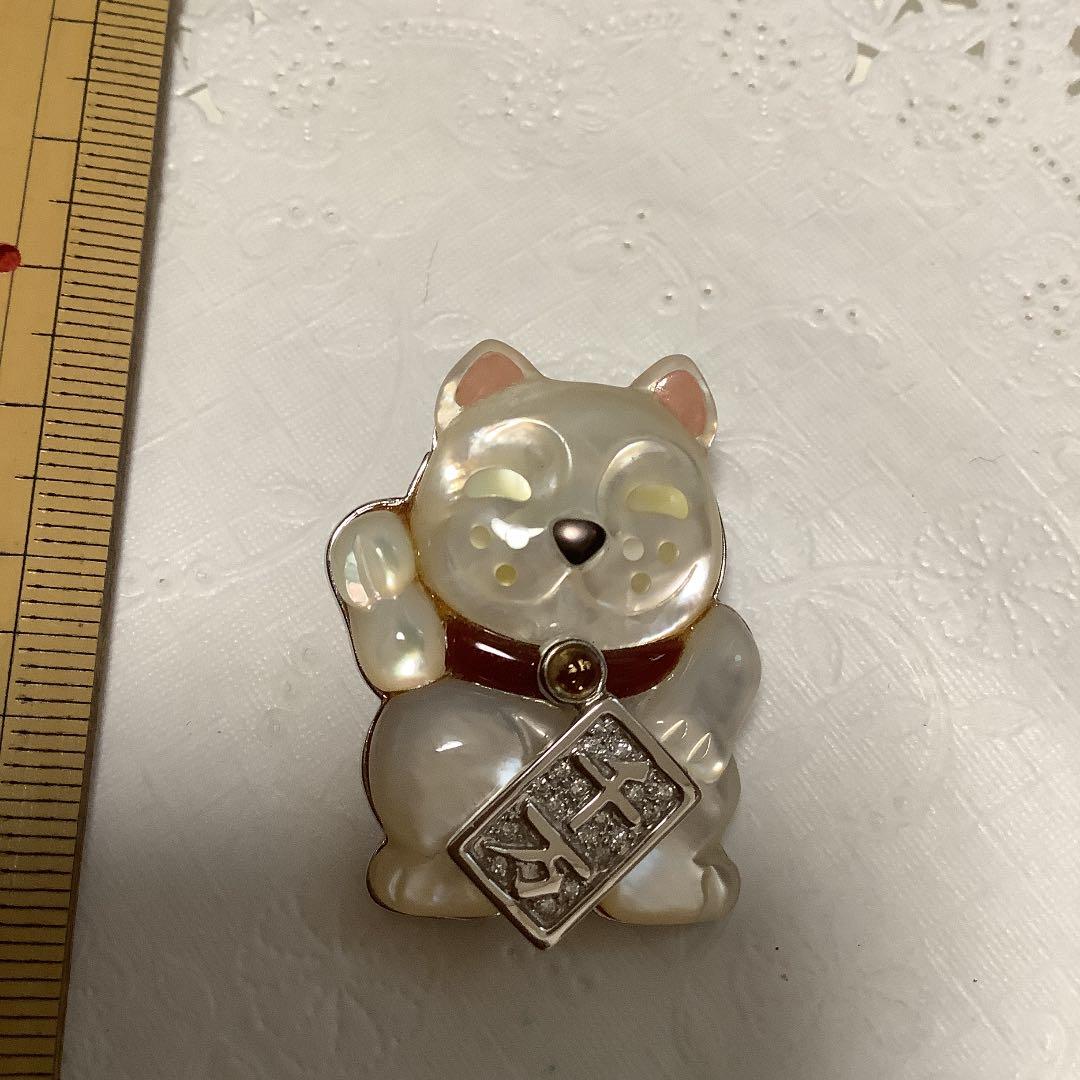 セイキ　縁起物！K18WG 保証書あり　ダイヤ入りマルチブローチ