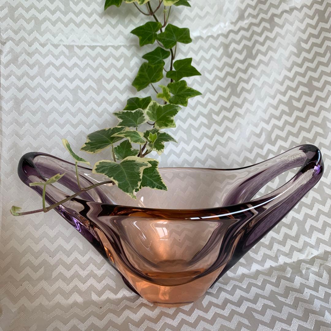 紫とオレンジのガラス花瓶 ムラノグラスアート　イタリア製　クリスマス