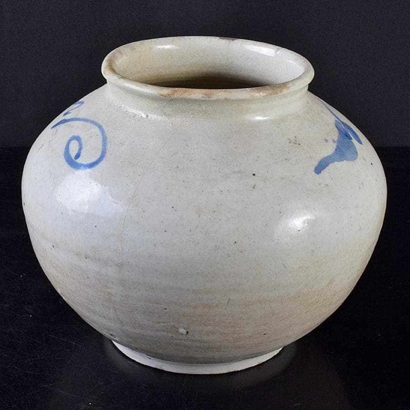 朝鮮美術　李朝　高麗白磁　染付　壷　V　R7947B