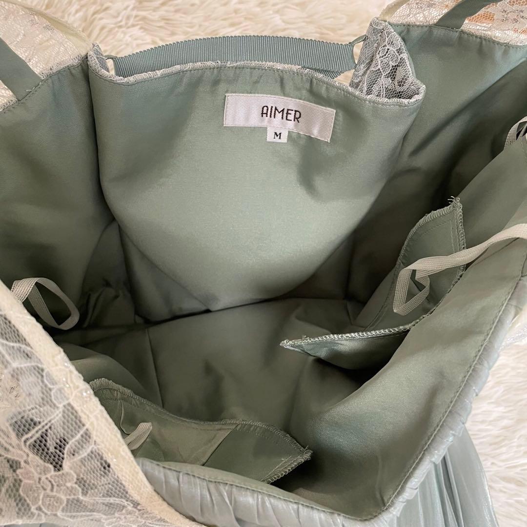 【新品未使用】AIMER WEB限定 ラメレース 割繊サテン袖付きドレス