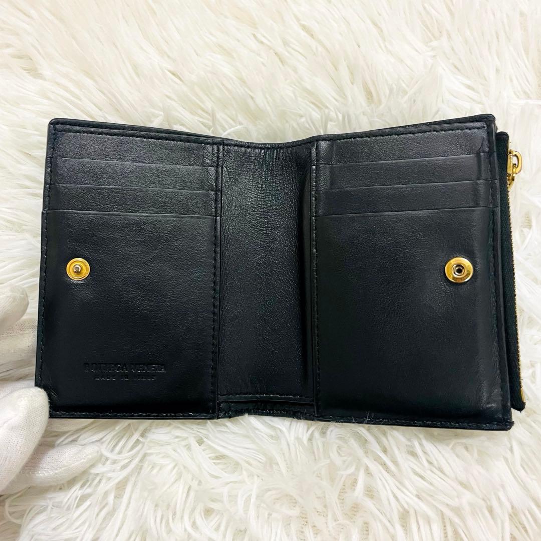 極美✨ボッテガヴェネタ 二つ折り財布 カセット レザー 黒