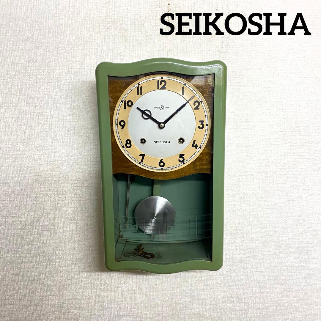 SEIKOSHA 昭和レトロ ゼンマイ時計 グリーン No.1753