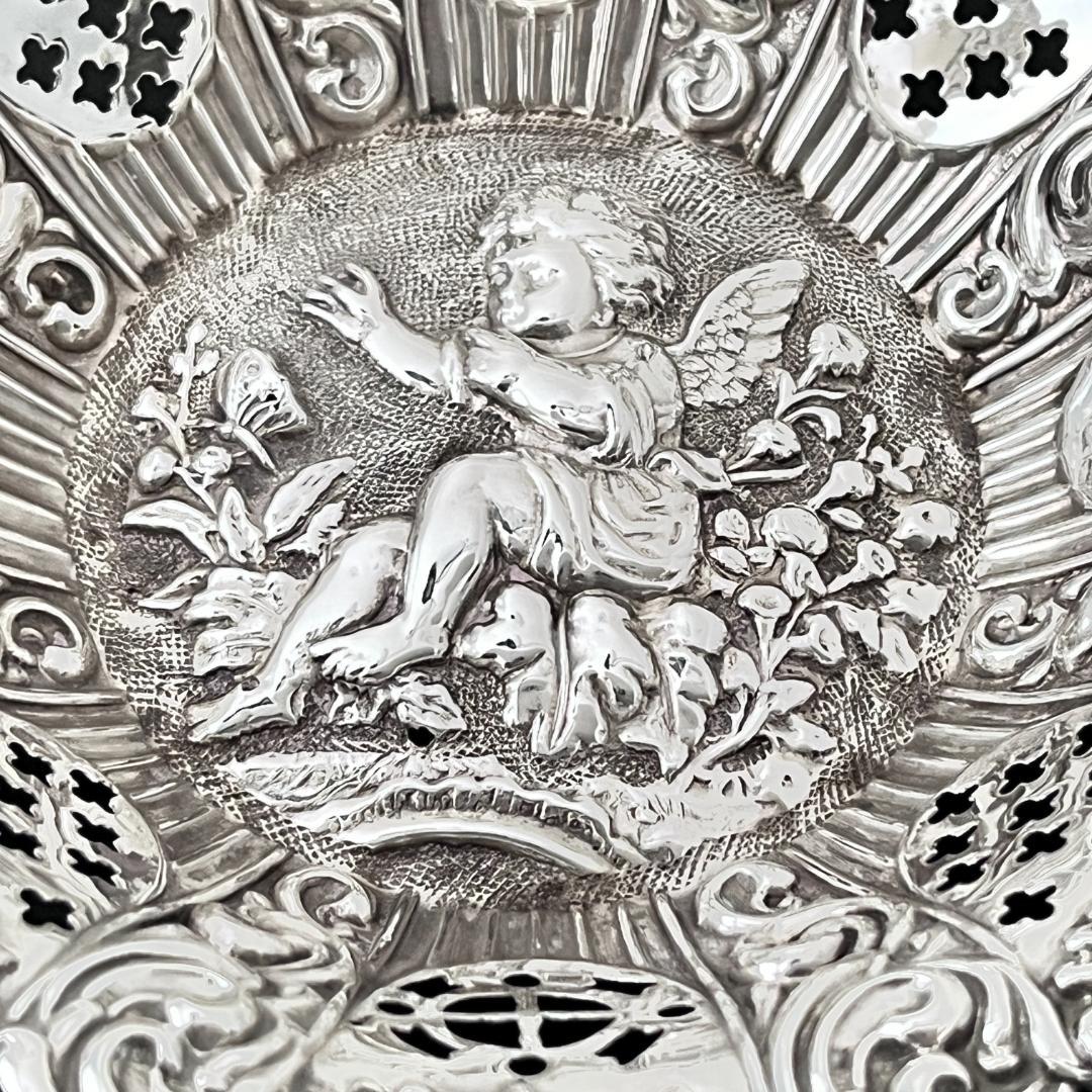 【英国】 【純銀】天使のボンボンディッシュ/ペア スターリングシルバー1897年