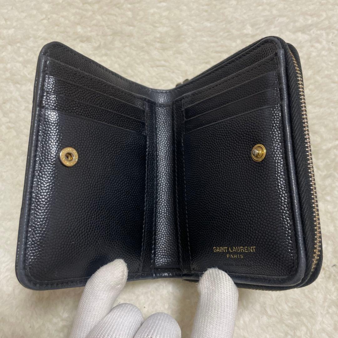SAINT LAURENT　サンローラン　キャビアスキン　折り財布