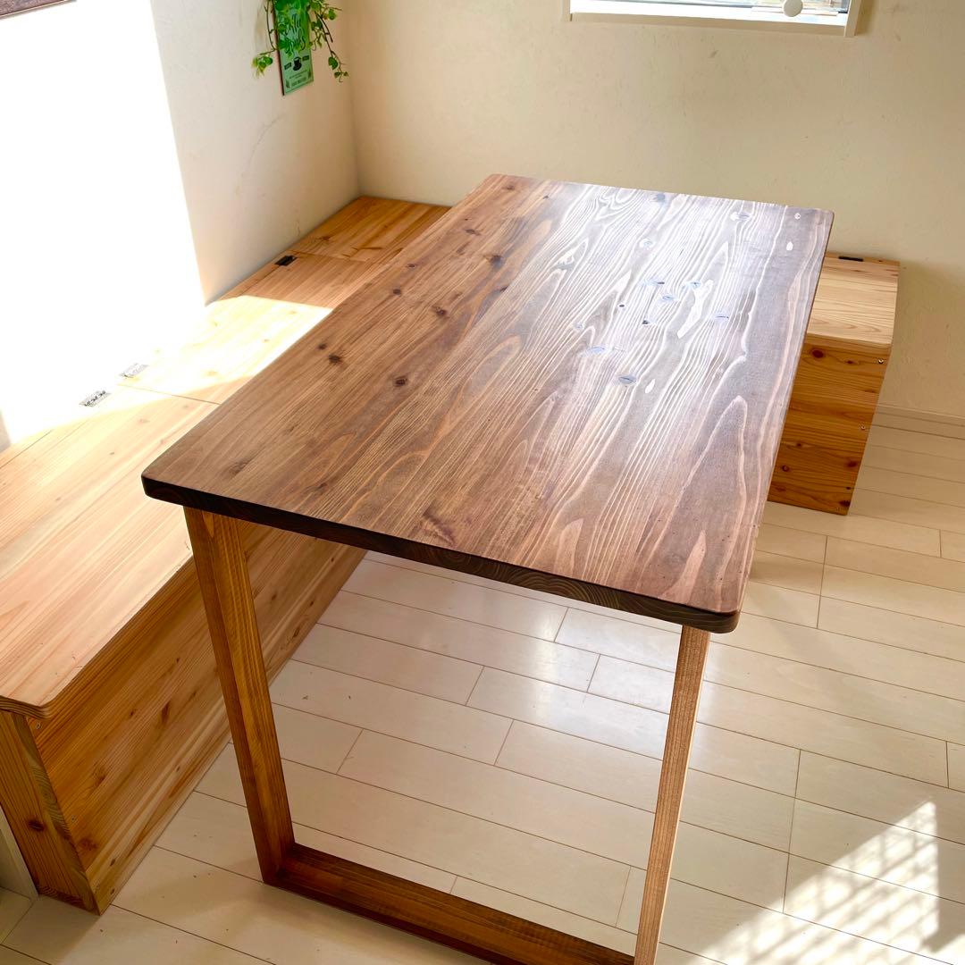 天然木 無垢ダイニングテーブル 100×60cm 国産杉 ワークデスク 勉強机