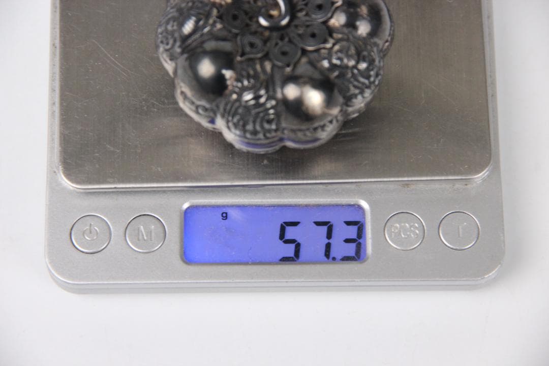 瓜形香合　龍鳳文　Silver925　落款　銀 重さ57.3g Eo15-1