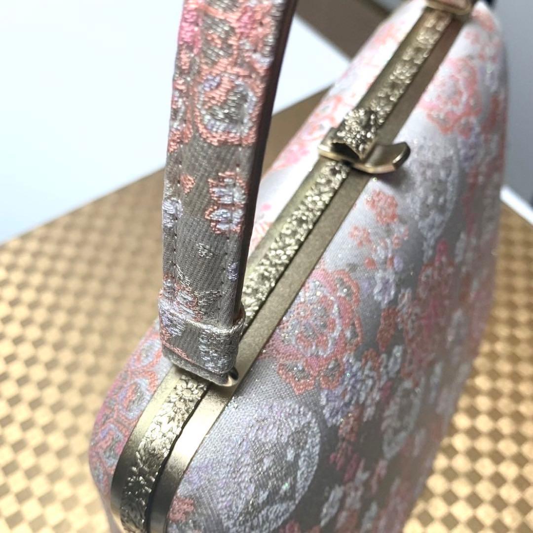 happyhappy8◆231◆和装用バッグと草履のセット（ピンク・金色）