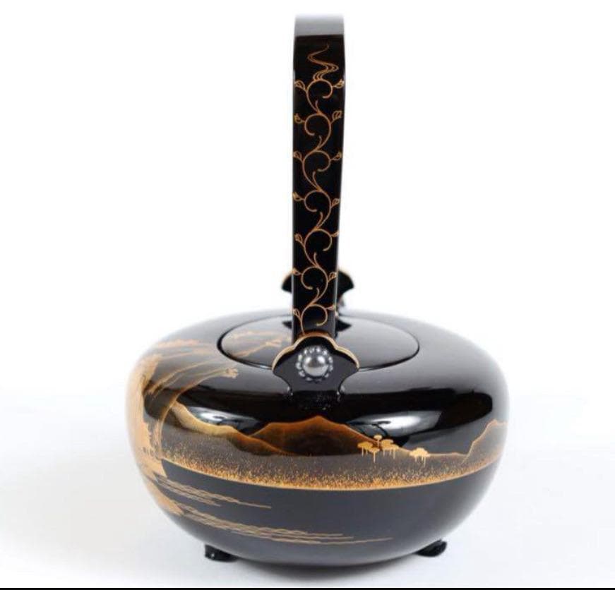 輪島塗 山水研出し蒔絵黒漆屠蘇器 塗師大崎庄右衛門 大崎庄右エ門